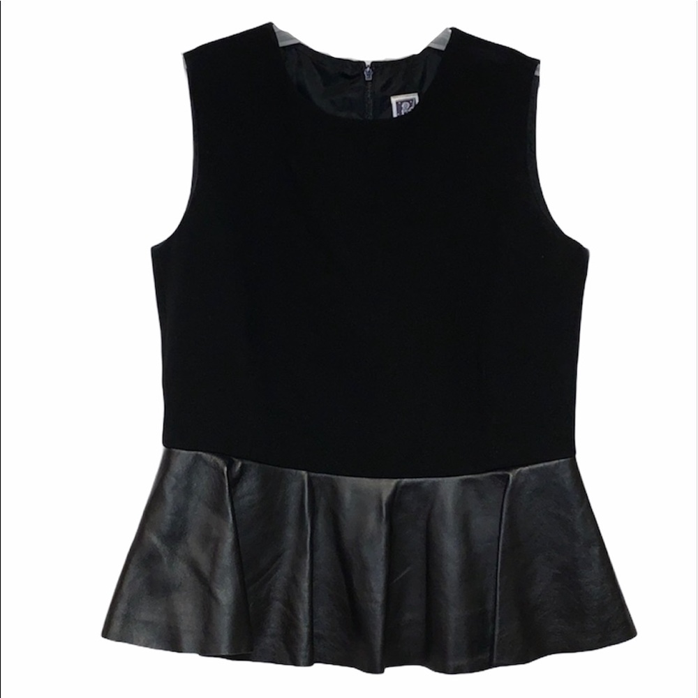 COPY - Vintage Black Faux Leather Peplum Tank Top B23
